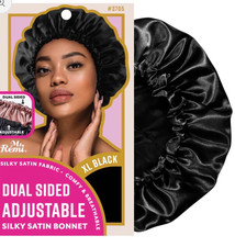 Ms. Remi Dual Sided Adjustable Silky Satin Bonnet XL Black 3705