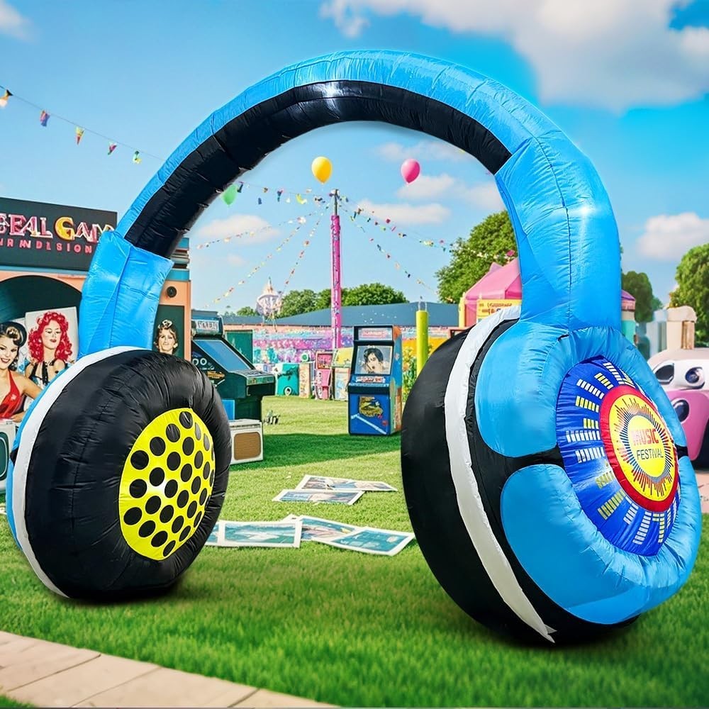 10FT Inflatable Headphones Archway for 80's 90's Party Decorations