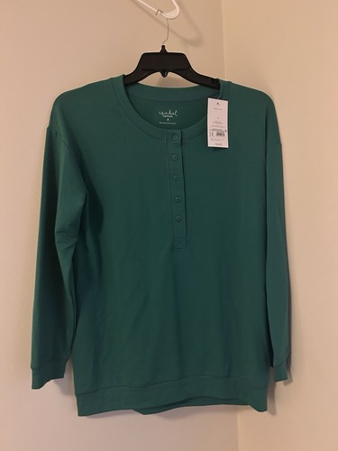 NWT Isabel Maternity Green Henley Long Sleeve Shirt Size Small - Picture 1 of 3