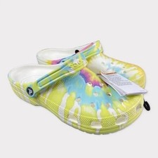 Crocs  classic tie-dyed Clogs Graphic Unisex Womens 11 Mens 9  White Multi NEW