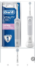 Oral-B Vitality 100 Sensi UltraThin Rechargeable Toothbrush Timer + Heads White