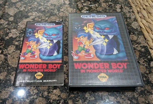 Wonder Boy In Monster World Sega Genesis - Box And Manual Only - Damaged