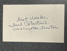 FRED VALENTINE autographed 3 x 5 index card MLB Guaranteed to Pass