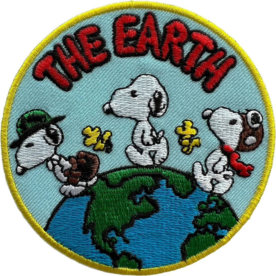 The Earth Snoopy Woodstock Patch Iron Sew On T Shirt Clothes Embroidered Badge