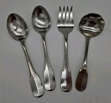 4 Pcs Towle Holbrooke 18/8 Stainless Ladle, Serving Fork, Slotted Spoon, Spoon