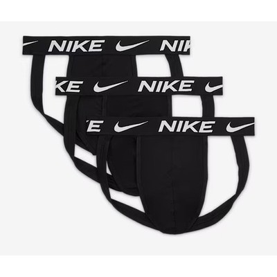 Nike Dri-Fit Essential Cotton Stretch Black 3 Pack Jock Strap Mens Size XL