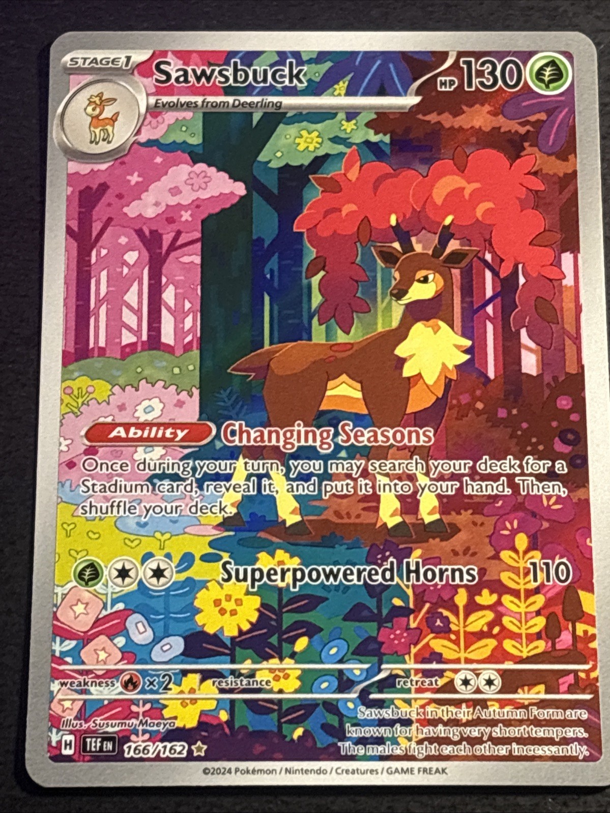 Sawsbuck 166/162 Pokemon TCG Temporal Forces Illustration Rare Card Near Mint NM