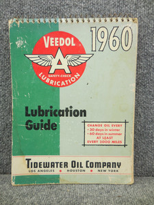 Vintage Veedol 1960 Lubrication Guide Manual Tidewater Oil Company