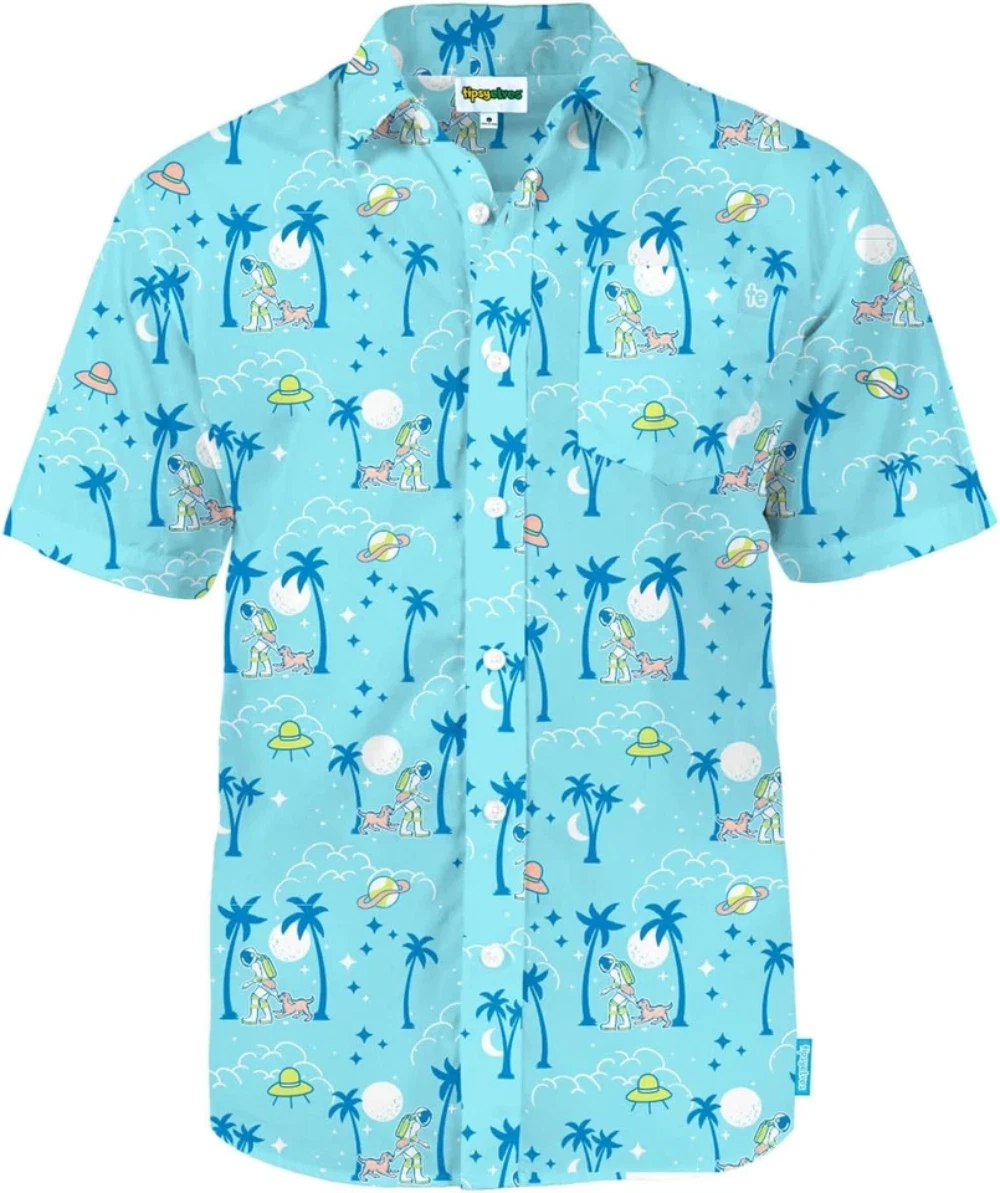 Casual Neon Aloha Hawaiian Shirt for Men – Vintage Short Sleev