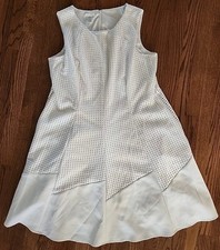 LONDON TIMES WOMAN Dressy White Eyelet-look Sleeveless Fit and Flare Dress 20W