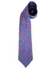 Tommy Hilfiger Men’s 100% Silk Tie Blue Pink Paisley Necktie Dress Neckwear