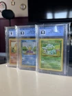 ALL 3 SLABS - 1999 Pokemon Bulbasaur Base Set Unlimited 44/102 CGC 8.5 NM/Mint+