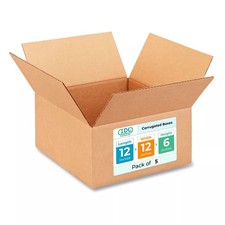 Medium Moving Shipping Boxes 12 x 12 x 6 inches 5-Pack - Extra Strength 2...