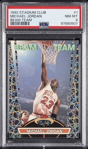 1992 TOPPS STADIUM CLUB BEAM TEAM #1 MICHAEL JORDAN PSA 8