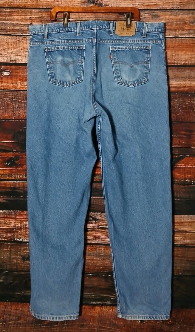 Levis 80s Jeans 550 Relaxed Mens 44X32 100% Cotton Blue Denim Made In US Vintage thumbnail 4