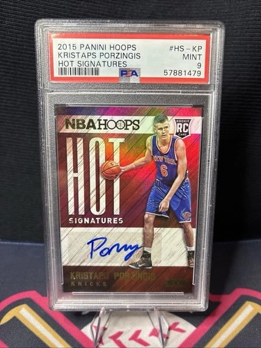 KRISTAPS PORZINGIS 2015/16 PANINI HOOPS RC ROOKIE AUTOGRAPH SP AUTO PSA 9 MINT