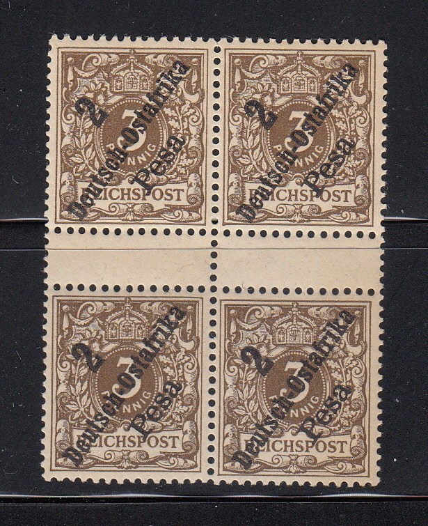 Gereman East Africa SC# 6 MNH Gutter block of 4
