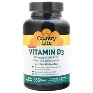 Country Life Vitamin D3 5000IU 365 sgels 5290₽