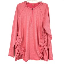 Calia 1X Long Sleeve Rash Guard Swim Top Pink Quarter Zip Ruched