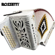 Rossetti 3112 GCF Sol 31 Button Diatonic Accordion - White w/ Case & Straps