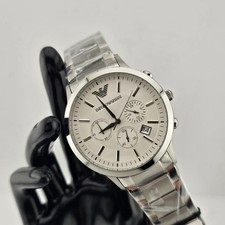 NEW EMPORIO ARMANI AR2458 MEN'S WATCH SILVER BRACELET WHITE DIAL SILVER CASE