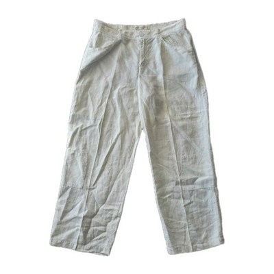 Agolde Ester 100% Linen Pant Cargo Size 30 USA Straight Leg Minimalist Natural L