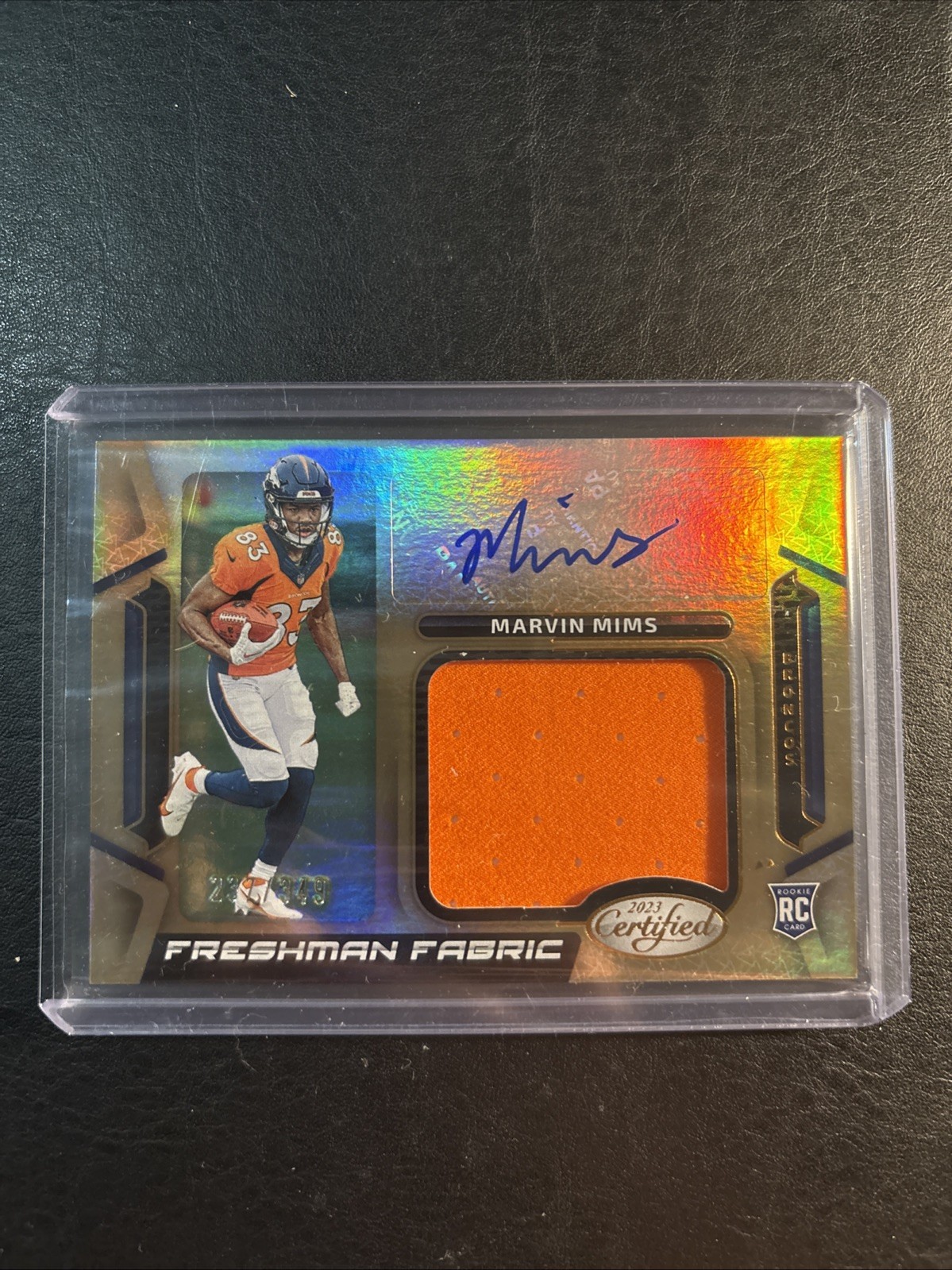 Marvin Mims Panini Certified Freshman Fabric Mirror Signature #FFMS14 Mirror Bronze