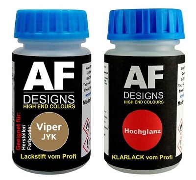 Lackstift für Viper JYK Gold Rush Metallic + Klarlack je 50ml Autolack Basislack