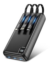 50000mAh Power Bank, Fast Charging Portable Charger with Built in Cables