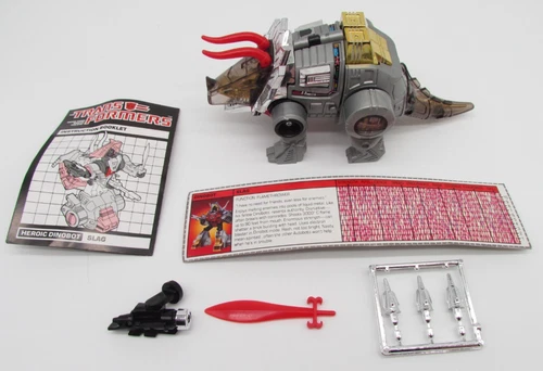 Vtg 1985 G1 Transformers – Slag Dinobot Complete w/ Instructions & Stats Card