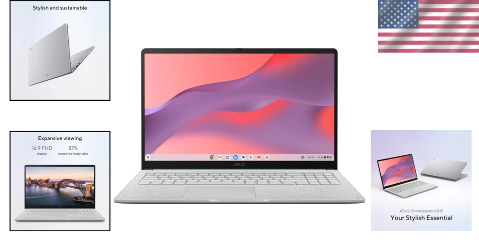 15.6 英寸 Chromebook CX15:快速英特尔赛扬、ChromeOS、防溢 — 第 2/4 张图片