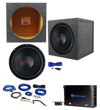 Crunch CRW12D4 12" 800w Subwoofer Sealed Sub Box Enclosure Mono Amplifier Wires