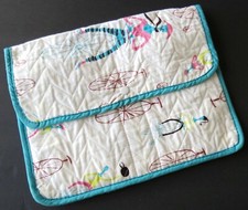Vintage Quilted Fabric Lingerie Envelope Travel Bag 1950s Beatnik Bike Theme