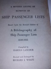 Vtg. 1963 Reprint 1538-1825 Ship Passenger Lists Booklet-Fair/AS IS