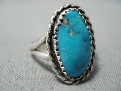 AMAZING VINTAGE NAVAJO BLUE GEM TURQUOISE STERLING SILVER RING | eBay