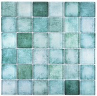 Mosaikmatte Glasmosaik Mix GrüN GläNzend Wand KüChe Bad Dusche WB88-0050|1 Matte