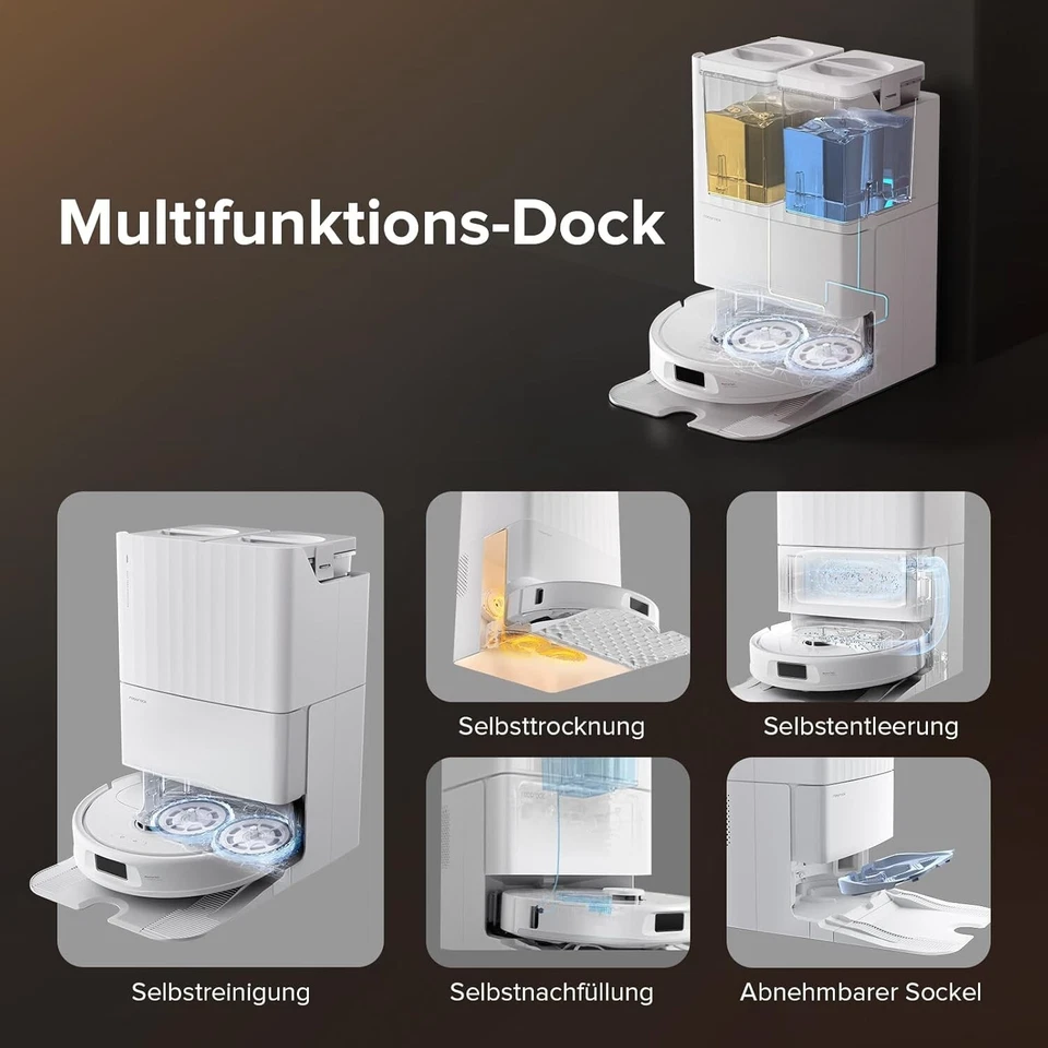 Roborock Qrevo S Saugroboter mit Wischfunktion, 7000 Pa HyperForce Weiß Roboter - Bild 2 von 4