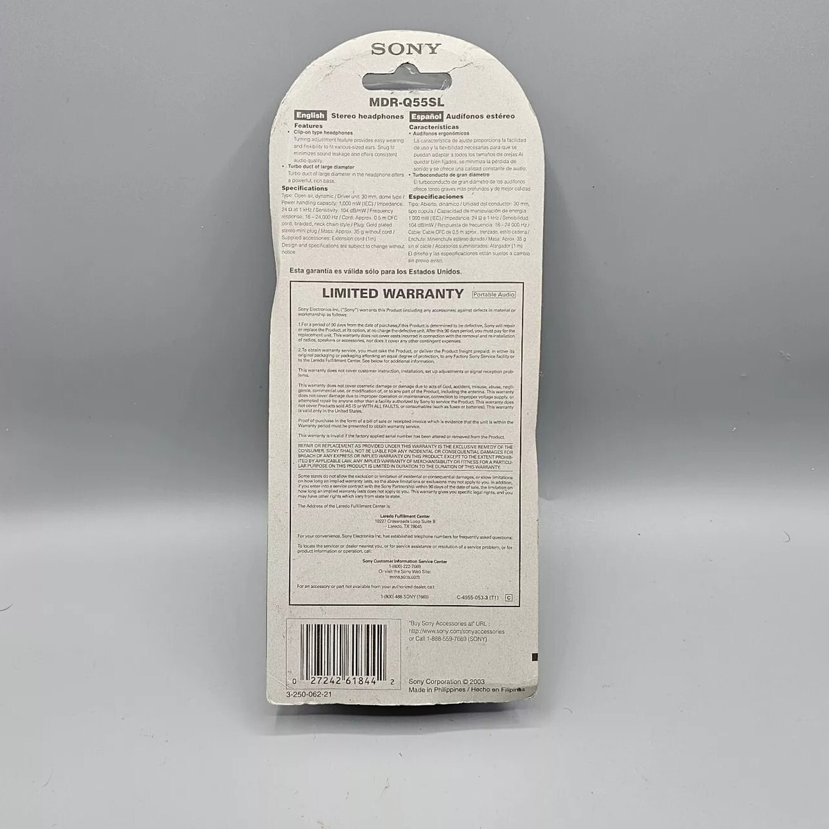 ユウ SONY MDR-Q55SL Clip On Stereo Headphones New In Damaged