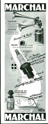 Werbung alte Autoteile Marchal Champion 1955 aus Zeitschrift