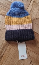 Seed Heritage - Girls Colour Block Wool/Mohair Blend Beanie - Size Small/Medium