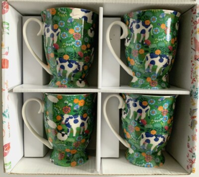 4-Piece China Duchess Mugs Four Green Fields Gift Set Boxed