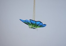Hanging Butterfly Blue Green Figurine of Blown Glass Crystal