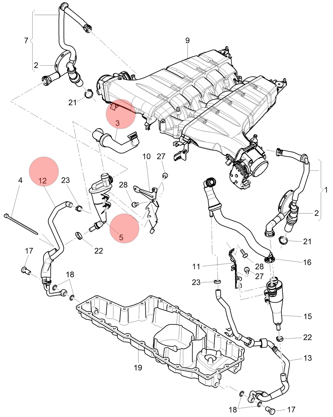 06-19 BENTLEY CONTINENTAL FLYING SPUR 6.0L RIGHT ENGINE OIL SEPARATOR LINE OEM  