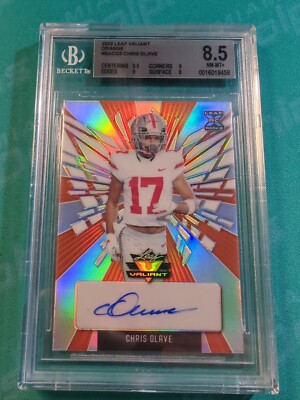 Chris Olave 2022 Leaf Valiant Orange 11/25 Autograph!!Beckett 8.5 NO Saints! 