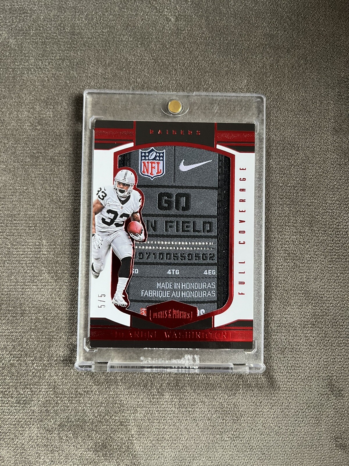 DeAndre Washington Panini Origins Rookie Jumbo Patch Autographs #DW Base