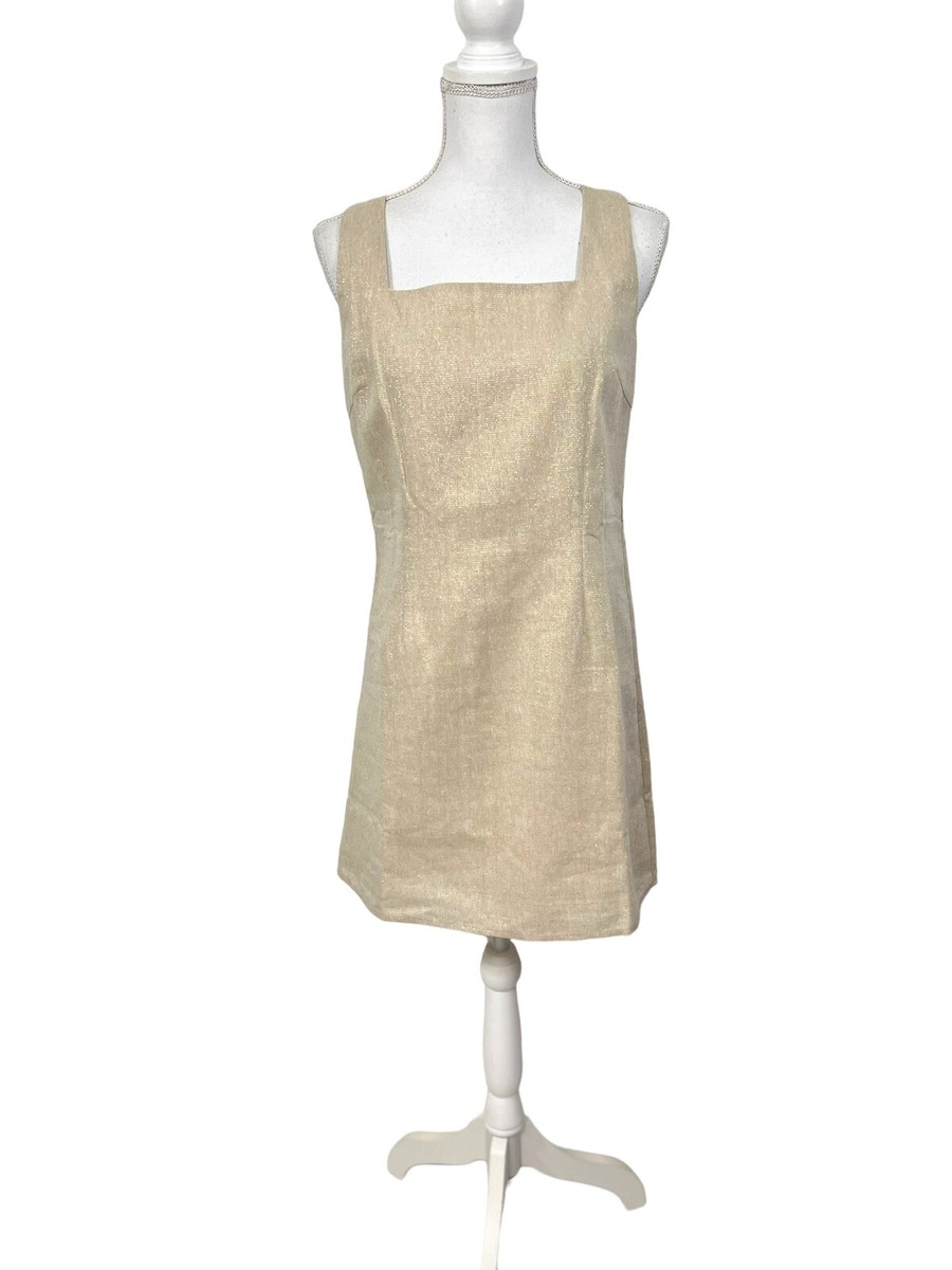 Luxmii Mini Linen S Shift Dress In Gold Metallic Linen Lurex W