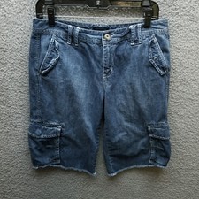 Tommy Hilfiger Women's 6 Blue Cargo Jean Shorts 100 Cotton 31.75" 12" 8.25"