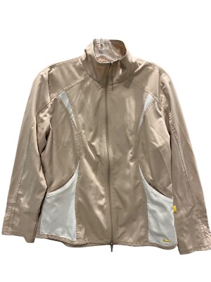 Nike Windbreaker Jacket Youth Large 12-14 Beige Active Tennis Golf Lightweight