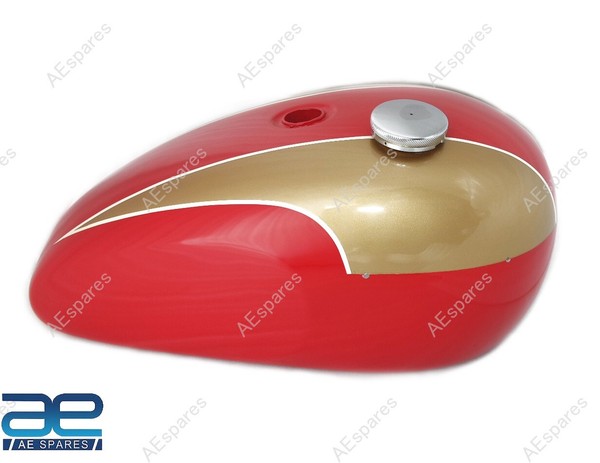 Triumph T140 S2U Kraftstofftank Rot Gold Lackiert Stahl Vorne-image