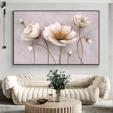 Abstract White Brown Flower Canvas Painting Posters And Prints Wall Art Picture